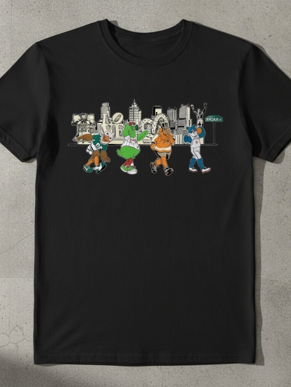 Philadelphia Skyline Graphic T-Shirt Black Philly City Streetwear Tee